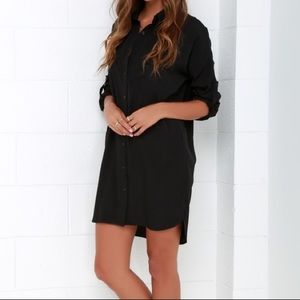 Lulu’s City Strut Black Shirt Dress